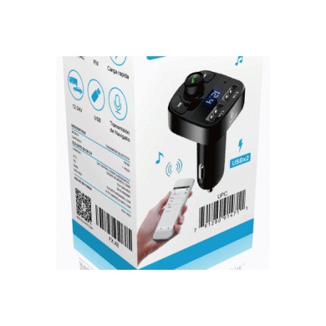 Transmisor Fm Bluetooth Auto Manos Libres Cargador 2 Usb 3.1 FM.X8